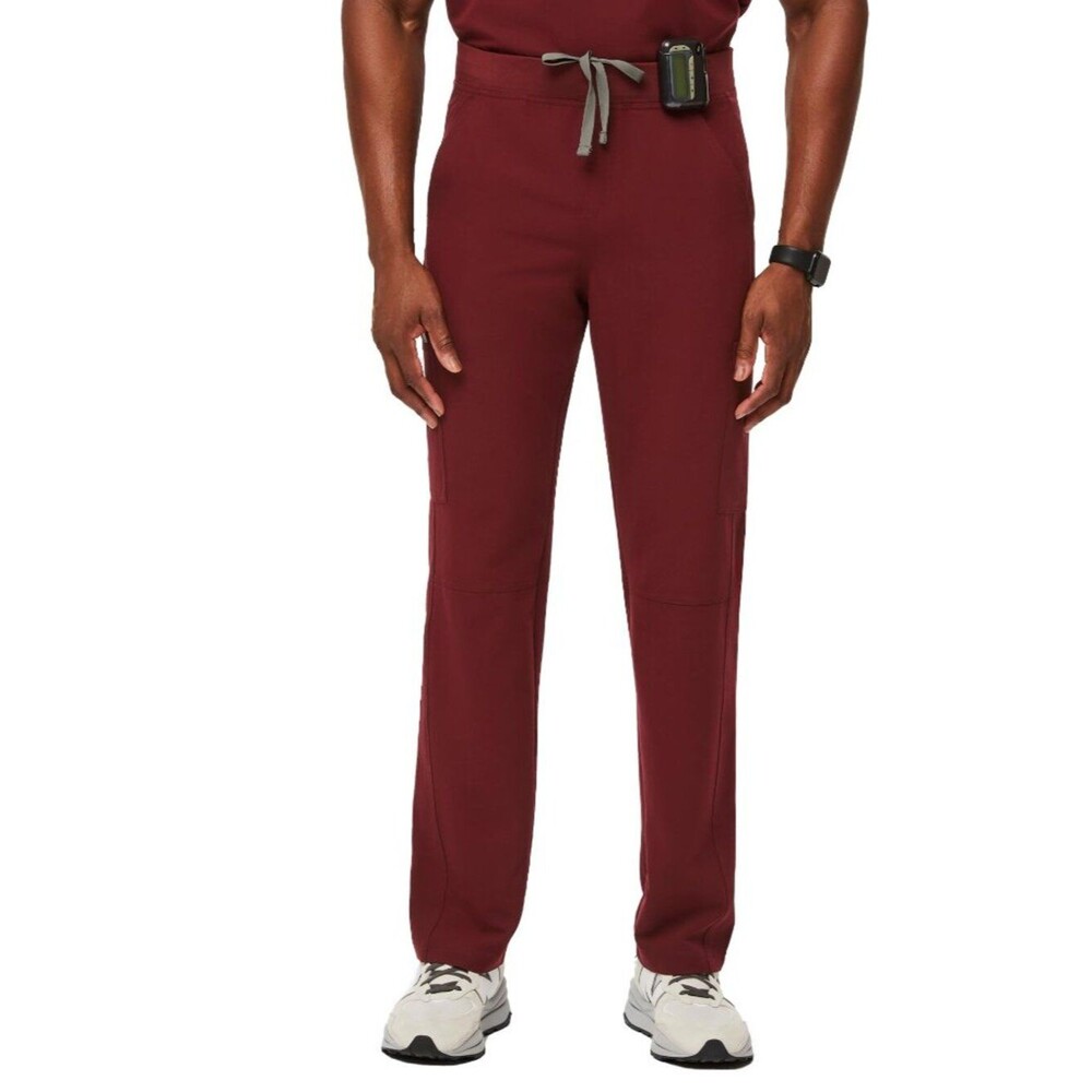 FIGS Axim Cargo Scrub Pants for Men - Burgundy, Tall XL